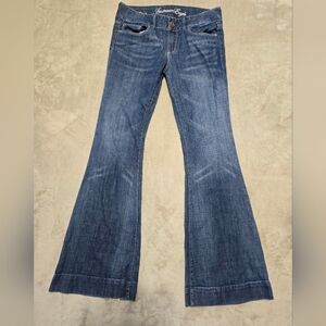 American Eagle Bell Bottom Jeans Womens Sz 6 (30×32) Wide Leg Hippie Flare